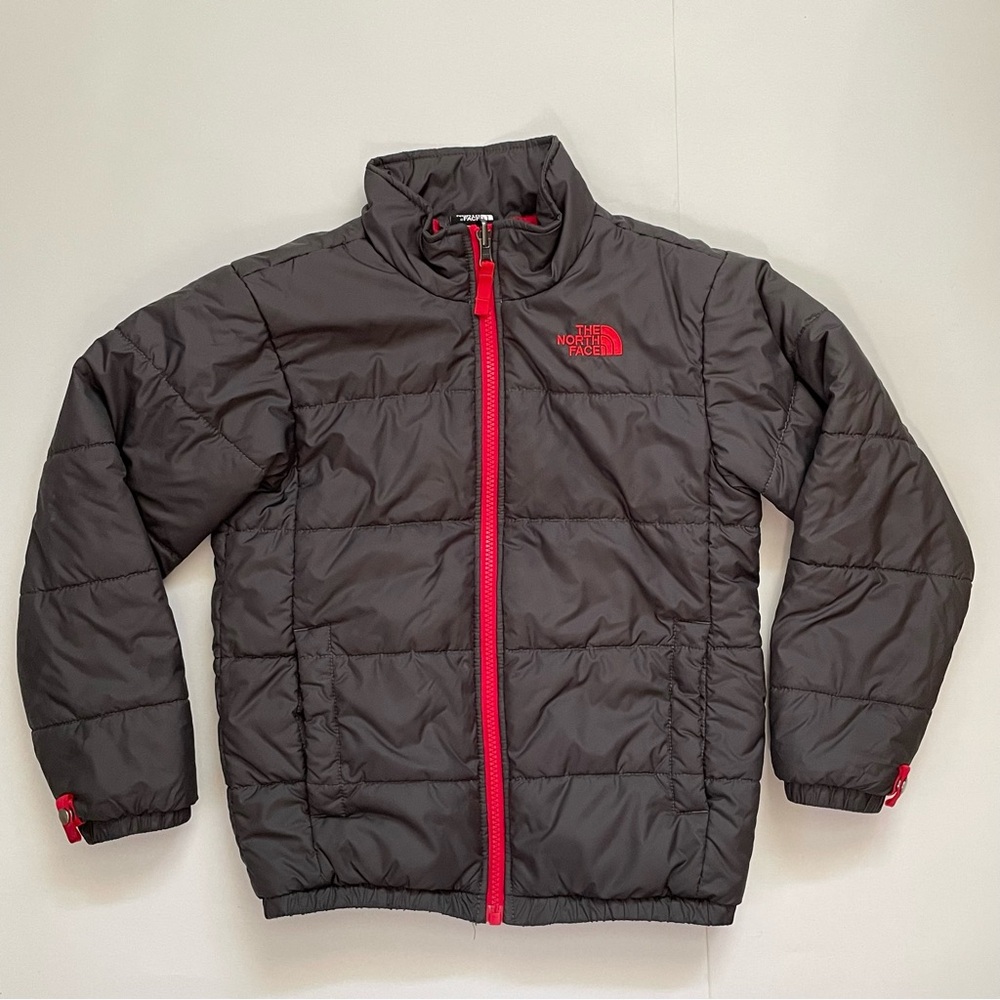 🚫SOLD🚫 The North Face Charcoal Jacket with Vibrant Red Details